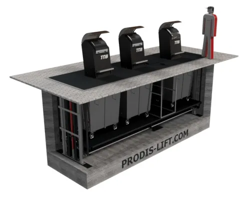 Заглубленная система сбора мусора на три бака