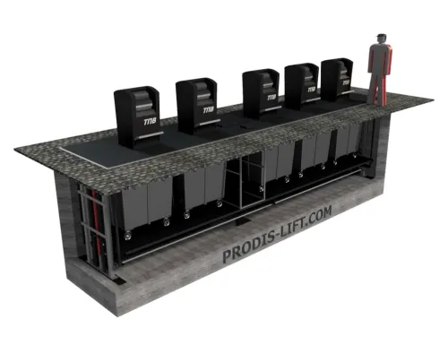 Система подземного сбора мусора на пять баков