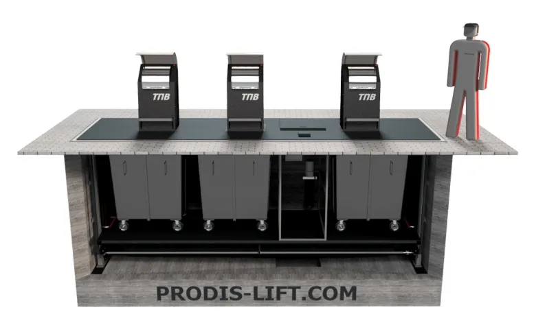 Заглубленная система сбора мусора на три бака фото 2