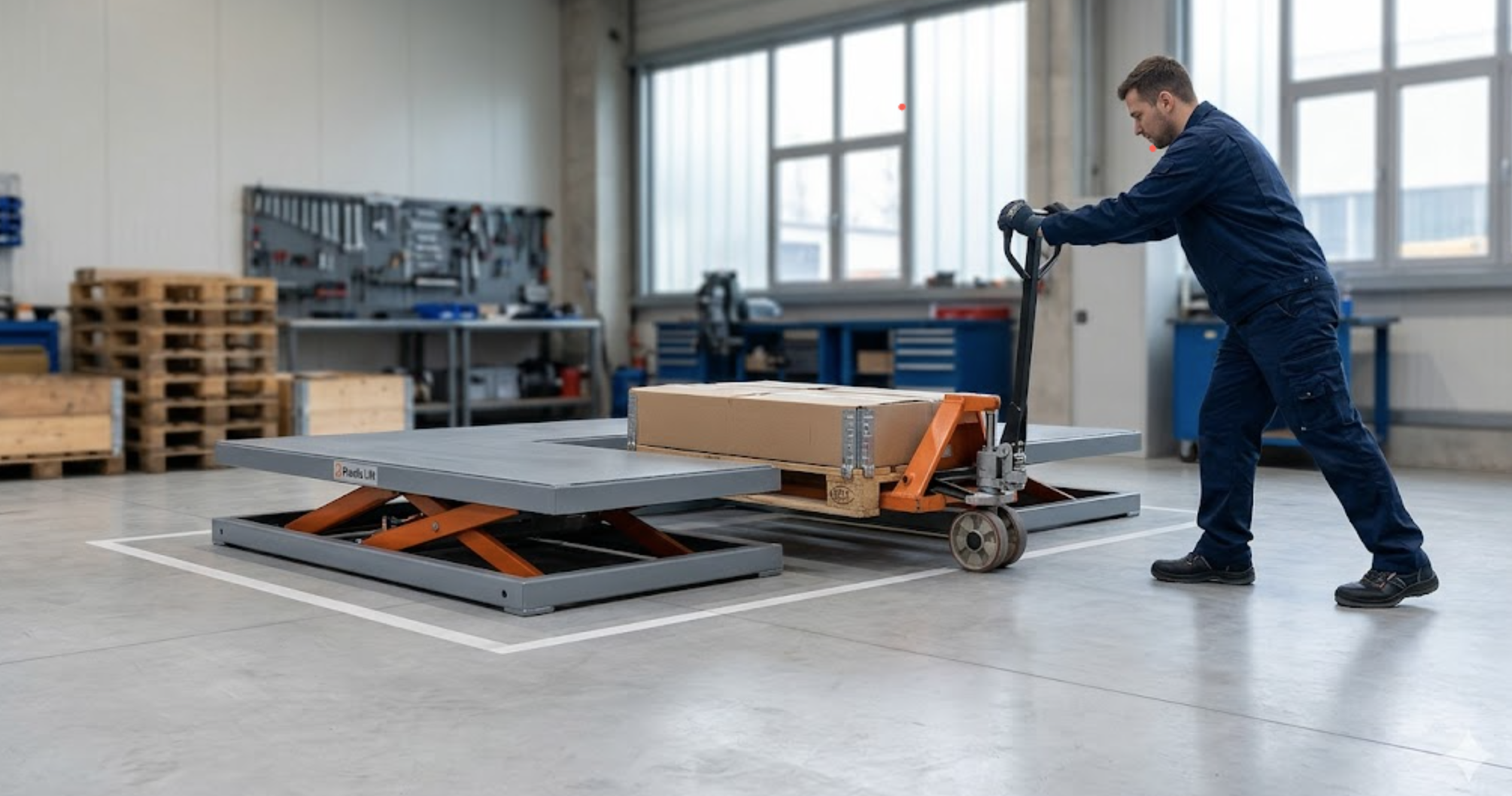 Low-profile U-shaped lift table